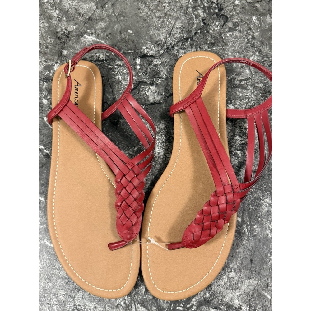 American Eagle Womens Braided Thong Strappy Sandals Red Sz 12M